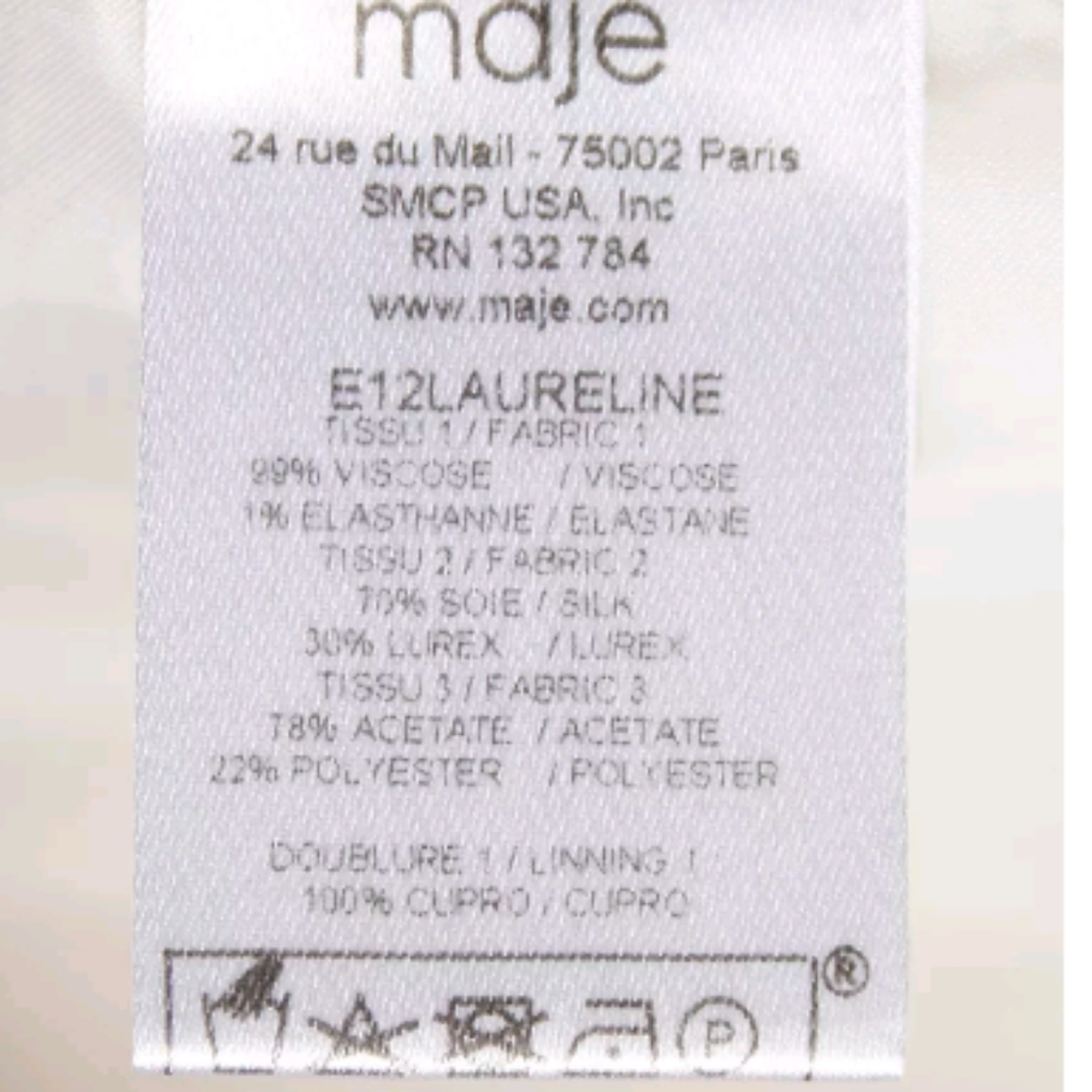 MAJE LAURELINE METALLIC COLORBLOCK DRESS 38/M - Picture 6 of 8